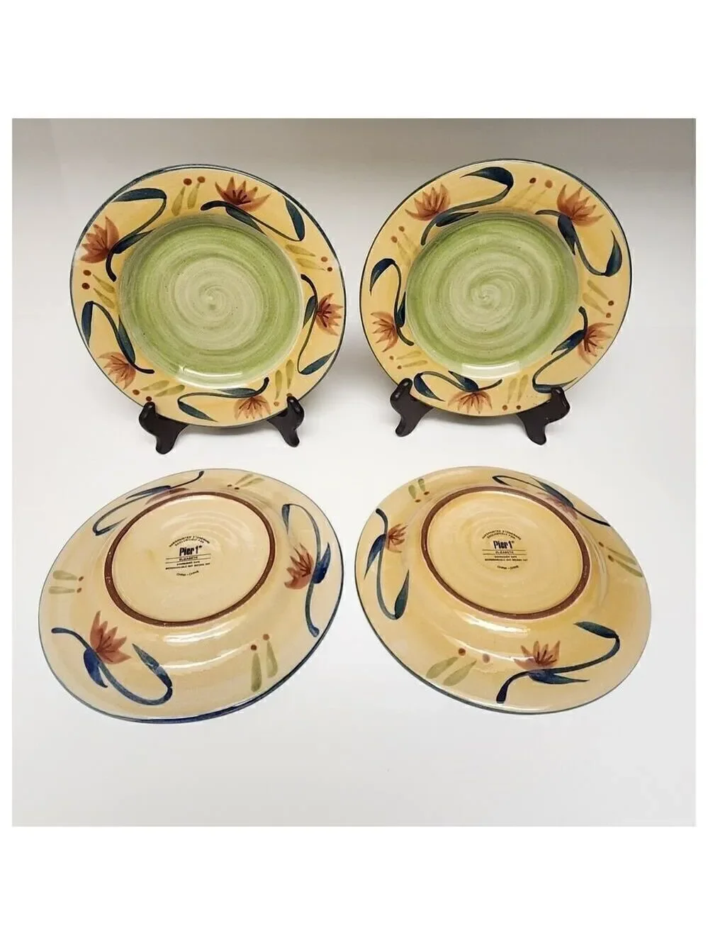 Pier 1 Elizabeth Hand Painted Multicolor Yellow Dinnerware Set